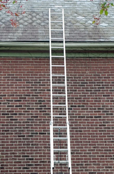 Ladder Against Slate Roof — Stock Photo, Image