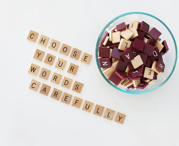 Bowl with Letters & Words — Stock Photo, Image