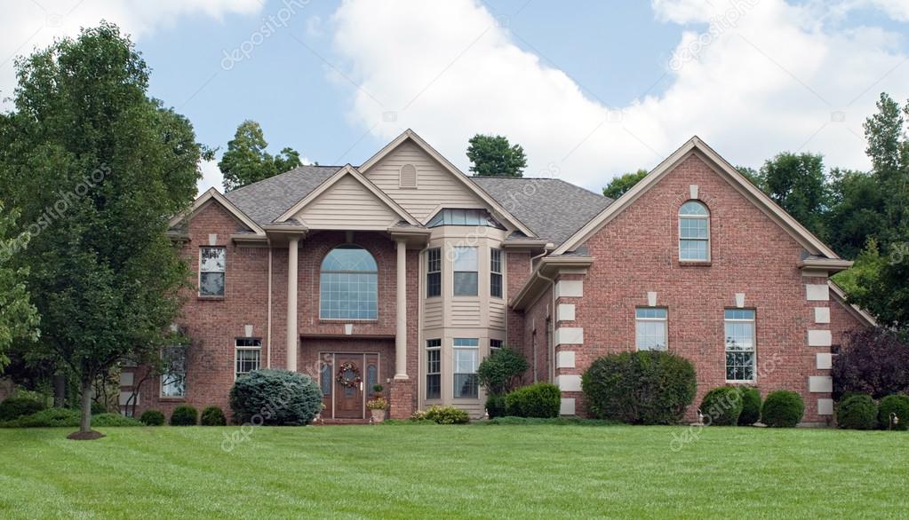 Ranch Homes With Dormers Country Estate Brick House Stock