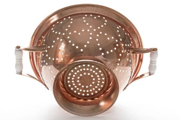 Backlit Copper Colander, Outside — Stock Photo, Image