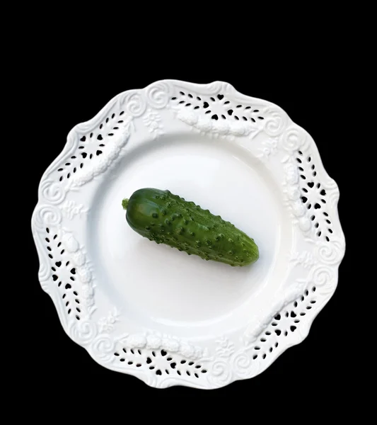 Green Pickle on White & Black — Stock Photo, Image
