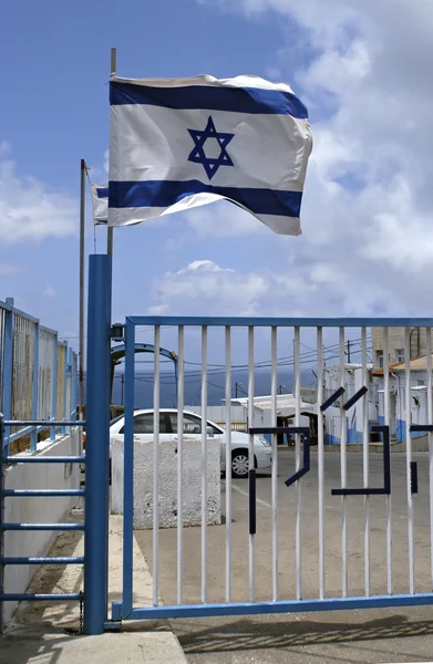 Прапор Ізраїлю кордоні Ліван — стокове фото