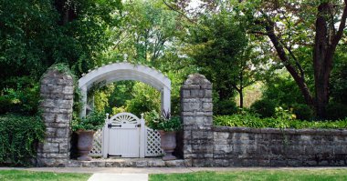 Stone Wall with Garden Gate clipart