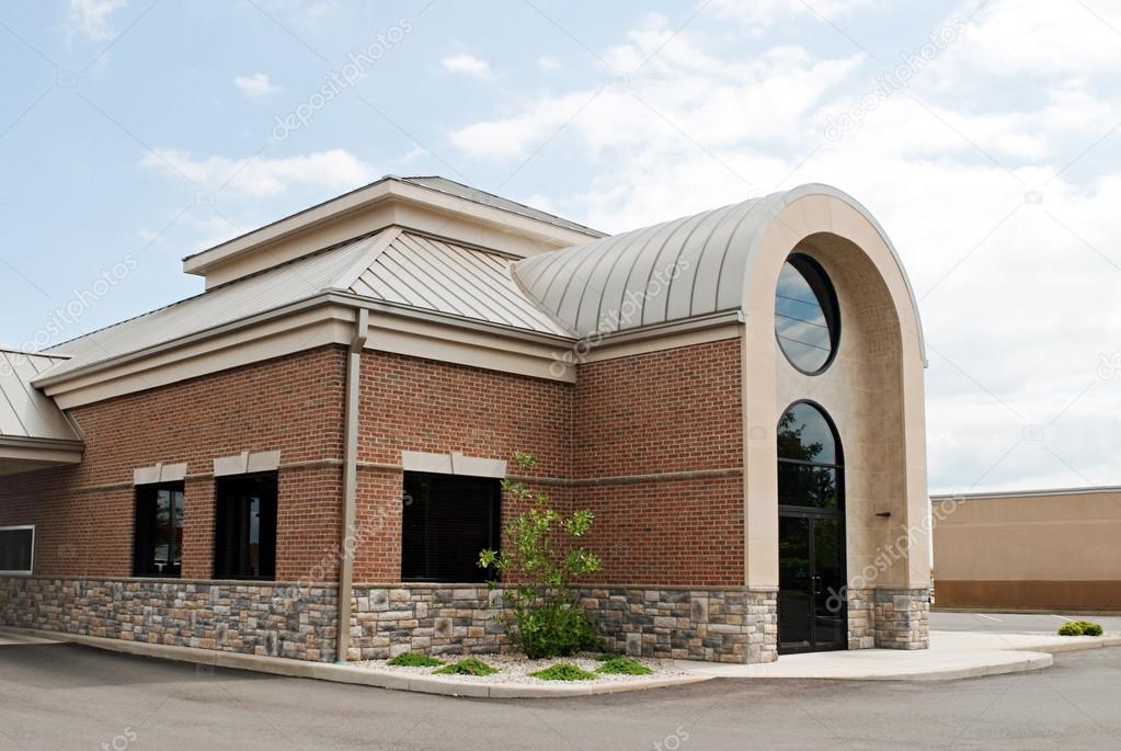 Modern Building with Arched Entrance