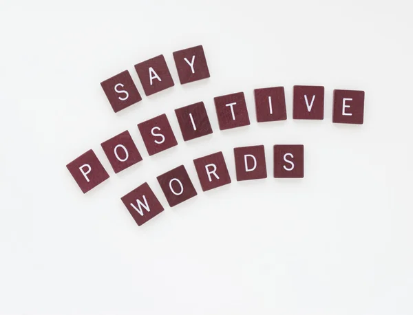 Diga palavras positivas com letras curvas — Fotografia de Stock