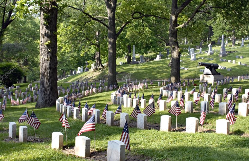 Civil War Cemetery with Flags Stock Photo by ©Lawcain 69852313