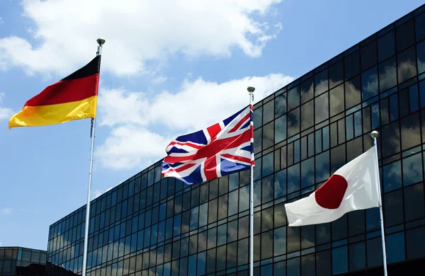 Flags with Corporate Building — Stock Photo, Image