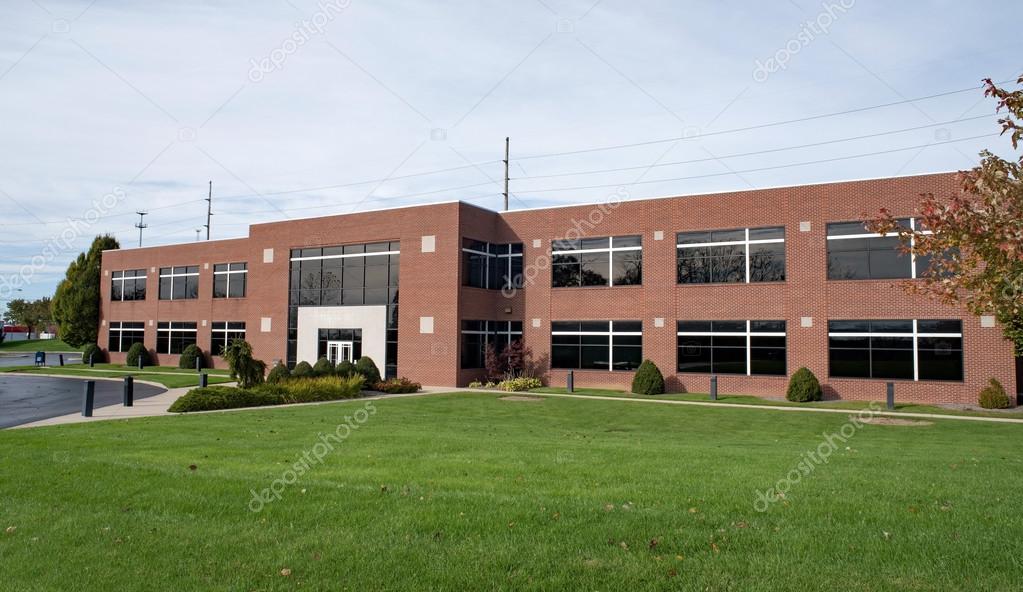 Contemporary Brick Business Building with Lawn
