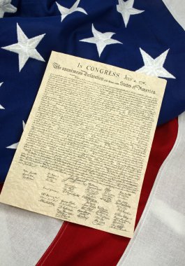 Declaration of Independence on American Flag, Vertical clipart