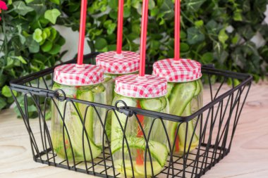 Salatalık, zencefil, Bahar taze dereotu su infüzyon.