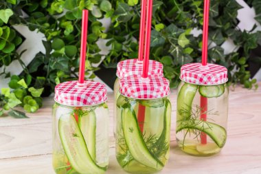 Salatalık, zencefil, Bahar taze dereotu su infüzyon.