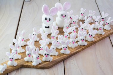 Birleştirilmiş hatmi bunnies Paskalya bunny pasta dekorasyon için.