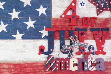 Forth Temmuz ahşap dekorasyon, mavi, kırmızı ve beyaz boyalı