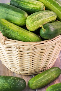 Sepet içinde çiftlik Organik salatalık.