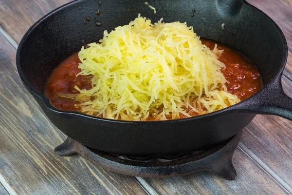 Roasted  spaghetti squash with marinara sauce.