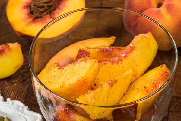 Spiced peach filling for spiced peach galette. — Stock Photo, Image