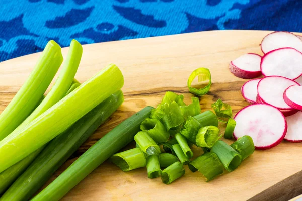 Chopped green onion and radish. — Stock Fotó