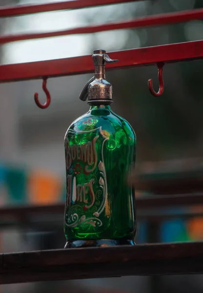 Green Decorative Bottle Close View — Fotografia de Stock