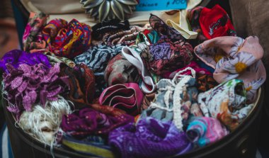 Renkli el yapımı dokular yakın çekim görünümü