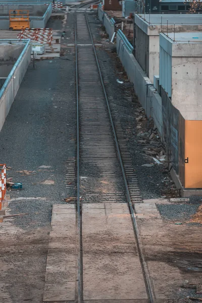 railway tracks on the road