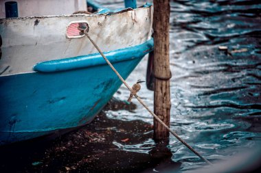 Sahilde eski bir balıkçı teknesi