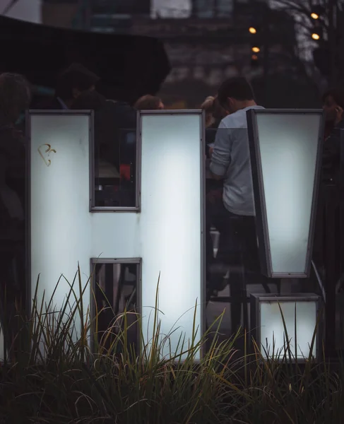 Closeup Shot Light Sign — Φωτογραφία Αρχείου