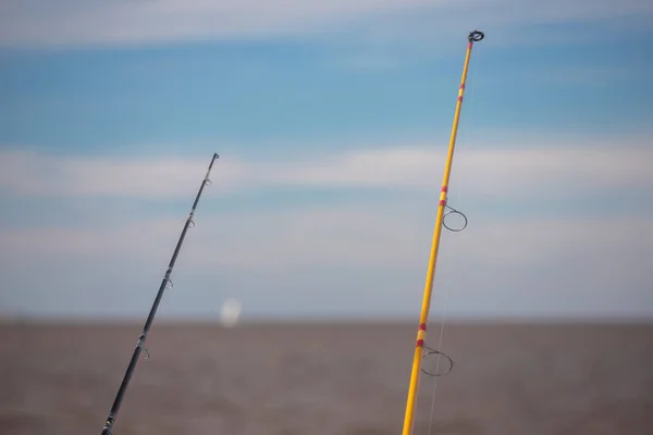 Fishing Rods Beach — Stock Photo, Image