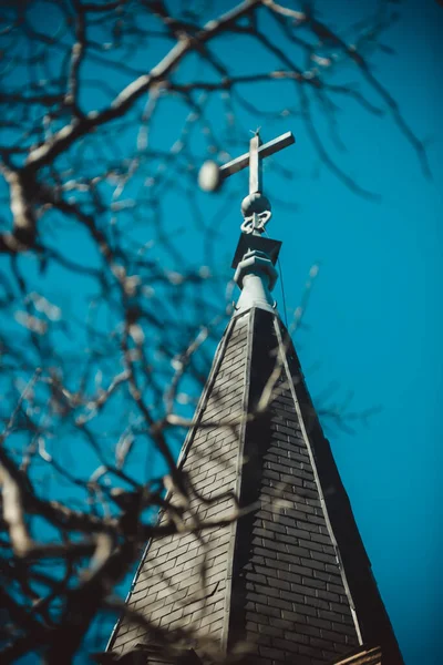 Church Christian Cross White Paint — Φωτογραφία Αρχείου