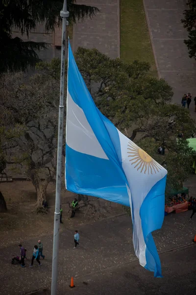 Buenos Aires Argentinië Oktober 2019 Argentijnse Vlag Wappert Wind Het — Stockfoto