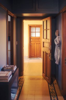 Bir otel odasının içinde.