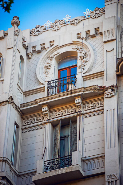 Detail of facade of the old historical building