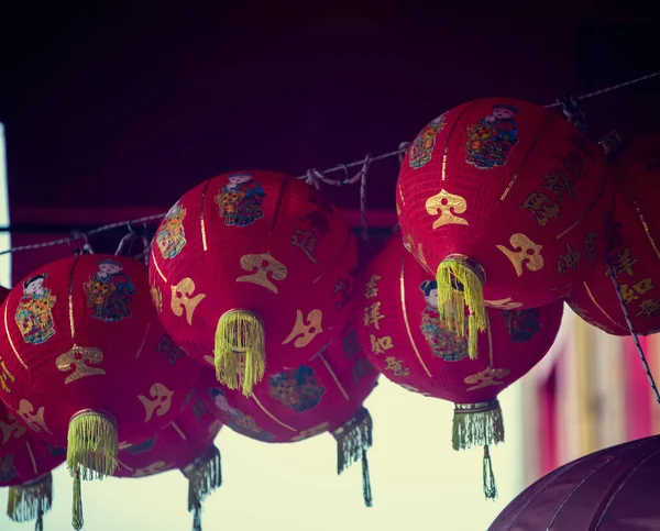 Ano Novo Chinês Lanterna Vermelha Lanternas Fundo — Fotografia de Stock