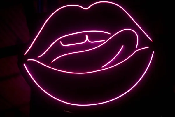 Neon Glowing Sign Close View — Stock Photo, Image