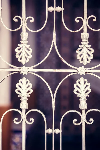 Wrought Iron Fence Forged Bars Metal Gate — Stock Photo, Image