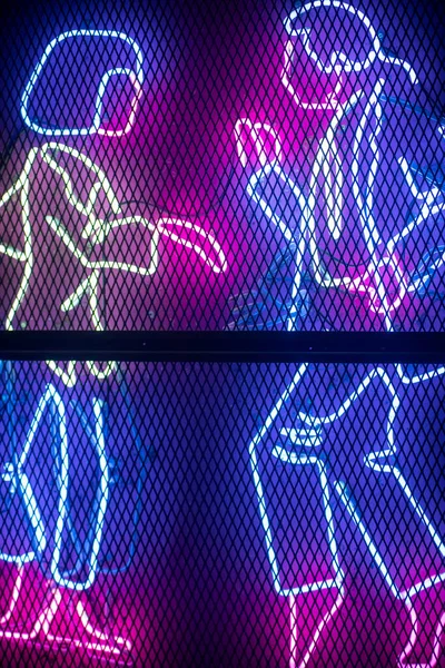 Абстрактний Фон Синьо Фіолетовими Неоновими Вогнями — стокове фото