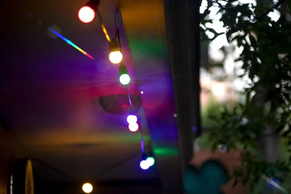 Kleurrijke Lichten Nacht Straatverlichting — Stockfoto