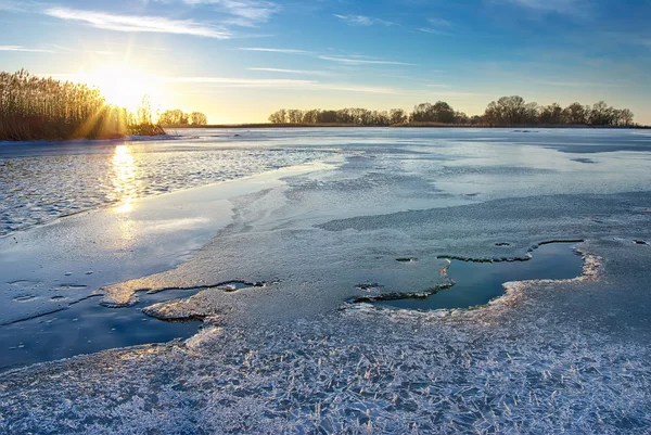 Winter ice landscape. Nature composition.