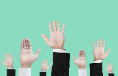 Eller yukarı üzerinde pastel vintage yükselterek arka plan, soyut kavram ve fikirler sesi