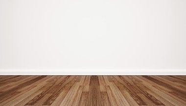 Beyaz duvarlı ahşap zemin