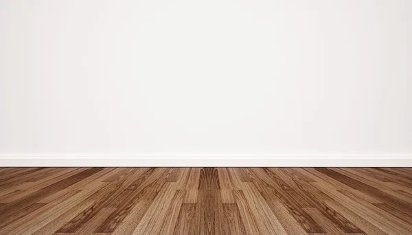 Piso de madera con pared blanca — Foto de Stock