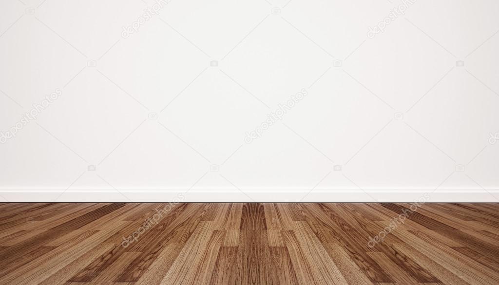 Wood floor with white wall