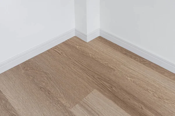 Wood Floor White Wall — Stock Photo, Image