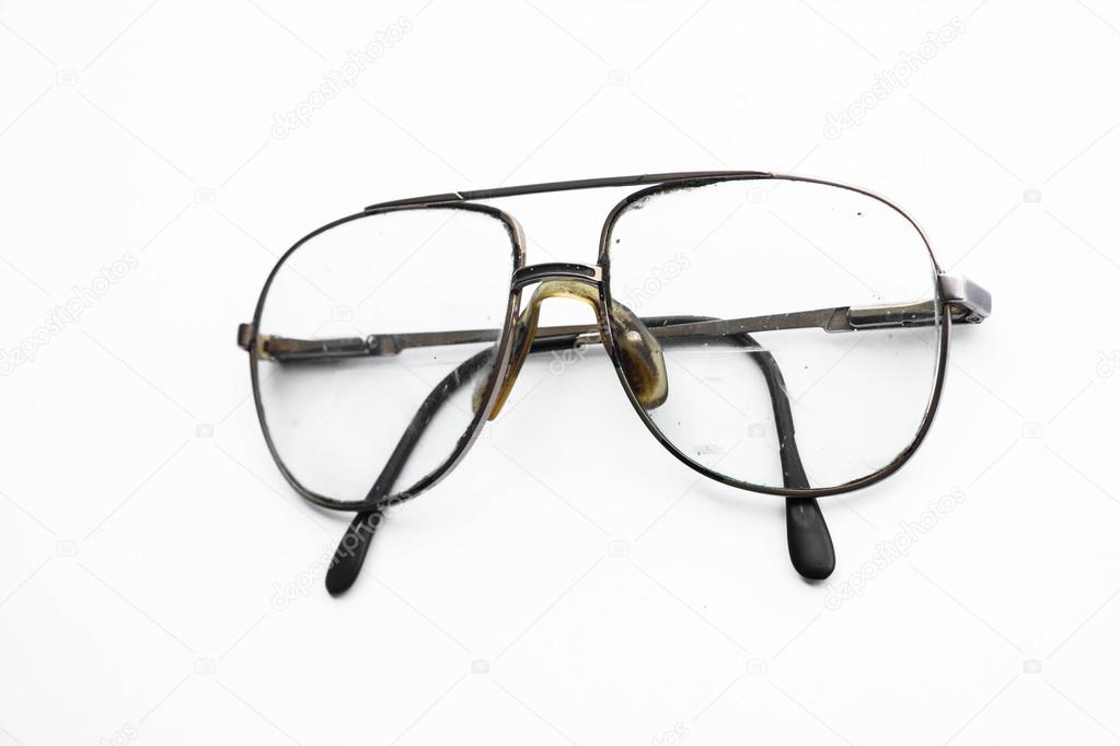 vintage eyeglasses on white background