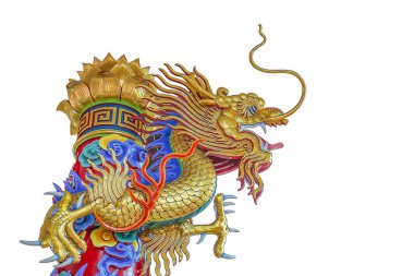 Beyaz arka plan üzerinde izole bir Çinli ejderha,