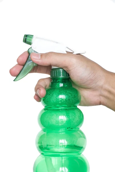 Männliche Hand hält Sprühflasche — Stockfoto