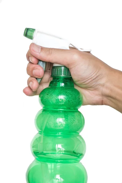 Männliche Hand hält Sprühflasche — Stockfoto