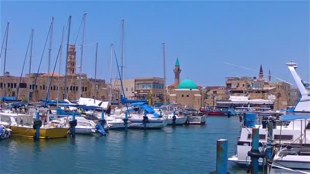 The port of the old city Akko (Akre) — Stock Video