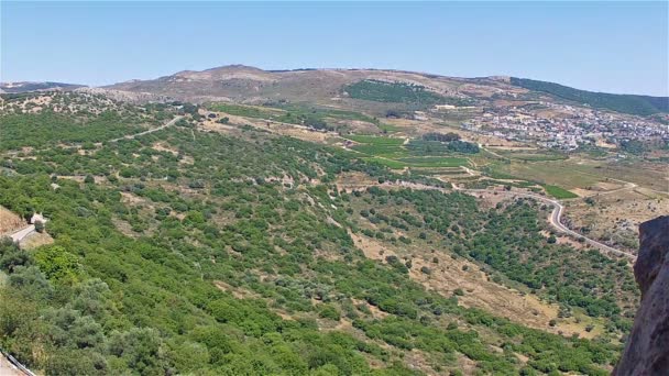 Panoramatický pohled z Golanských výšin z pevnosti nimrod — Stock video