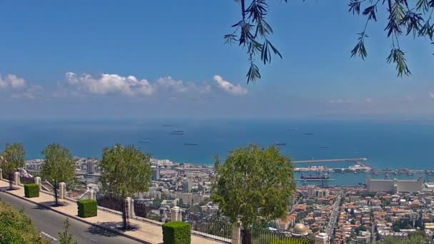 Panoramatický pohled na haifa3 — Stock video