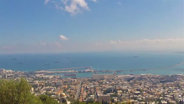 Panorámás kilátás nyílik a haifa — Stock videók